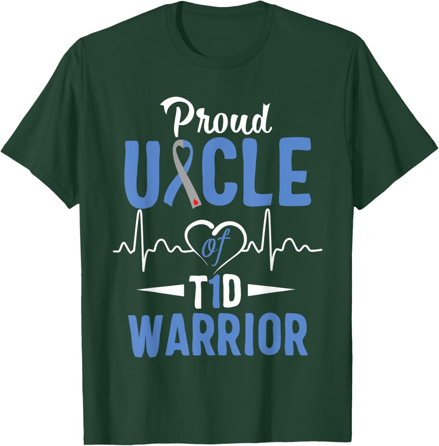 T1D Proud Uncle Diabetes Awareness Type 1 Insulin Pancreas T-Shirt - T-Shirt | Forest