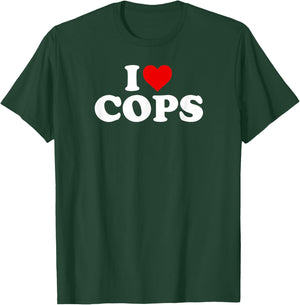 I Love Cops - Heart T-Shirt - T-Shirt | Forest