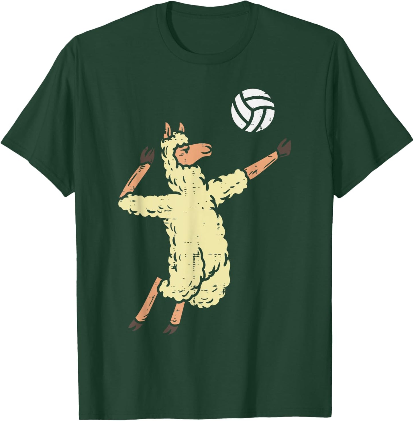 Llama Volleyball Alpaca Spike Serve Player Spiker Women Men T-Shirt - T-Shirt | Forest