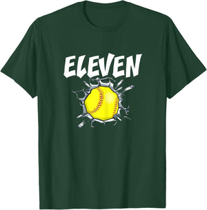 11 Year Old Softball Birthday Party Theme 11th Gift Girl T-Shirt - T-Shirt | Forest