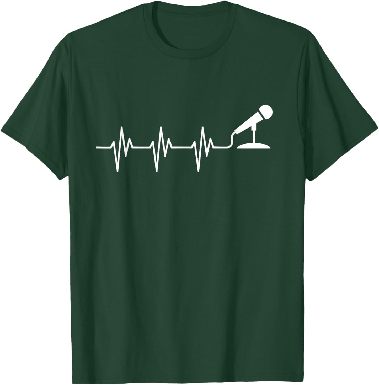 Microphone Heartbeat Funny Singer Singing T Shirt Gift T-Shirt - T-Shirt | Forest