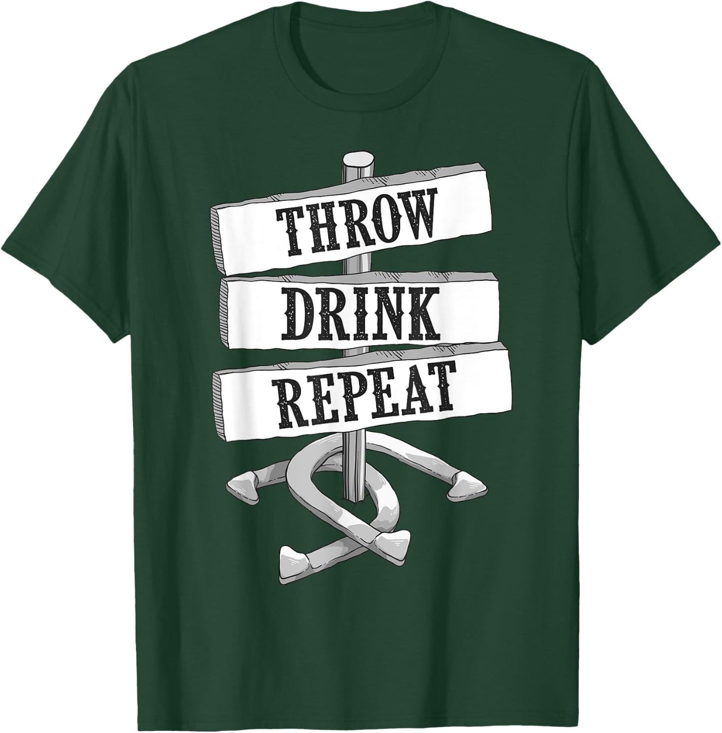 Funny Horseshoe Pitching Game Gift | Cute Throwers Men Women T-Shirt - T-Shirt | Forest