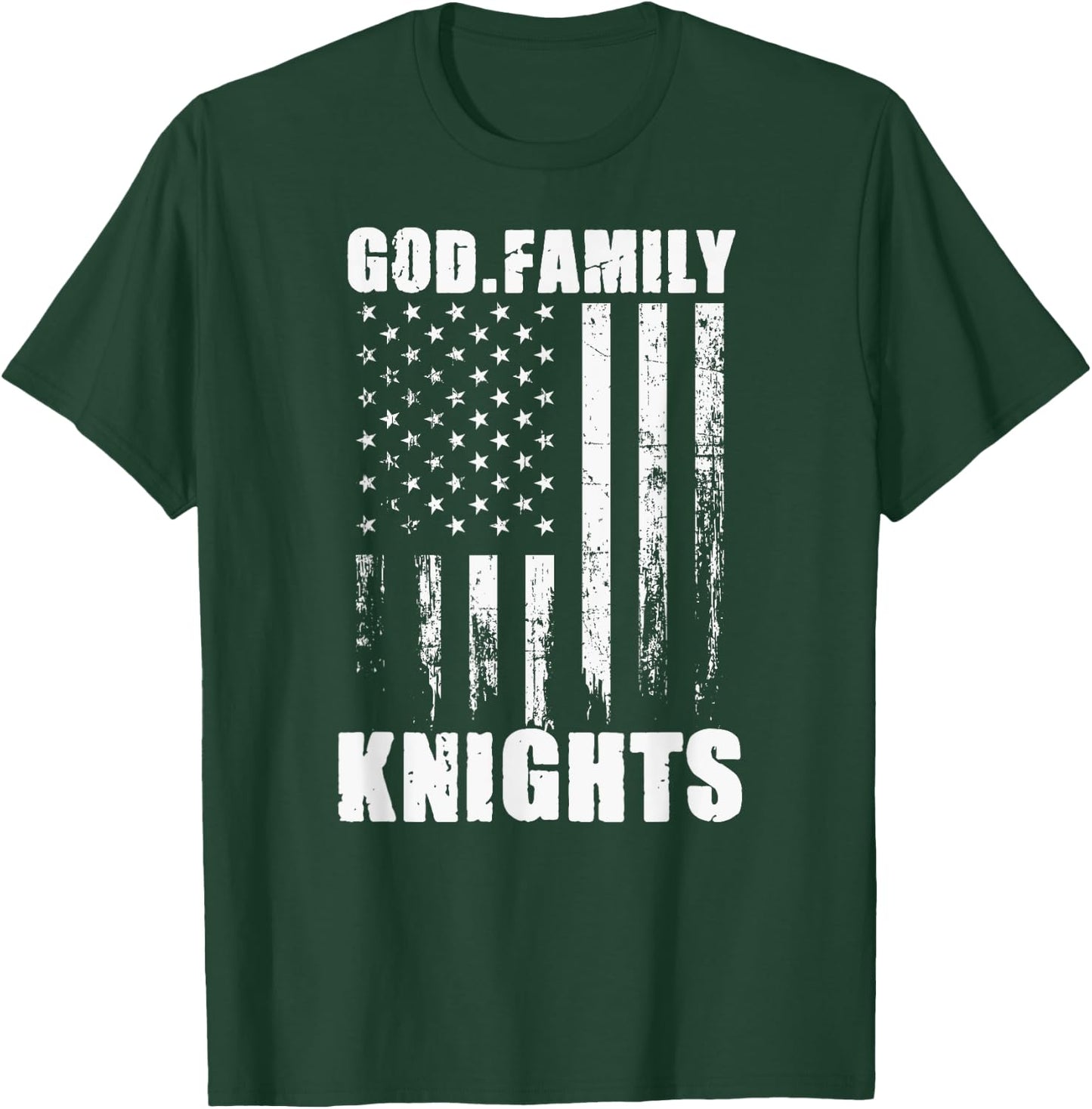 Fairview Knights God. Family. Vintage USA Flag T-Shirt - T-Shirt | Forest
