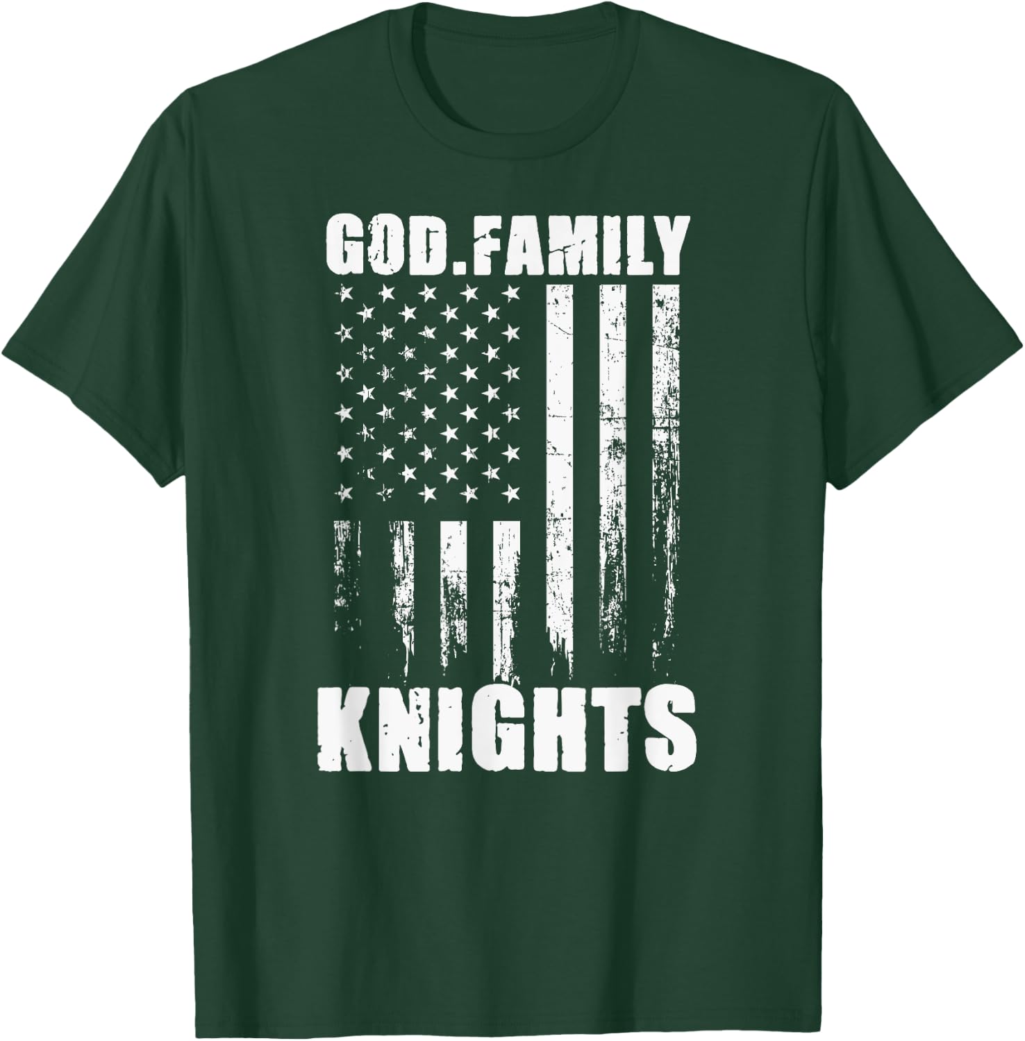 Fairview Knights God. Family. Vintage USA Flag T-Shirt - T-Shirt | Forest