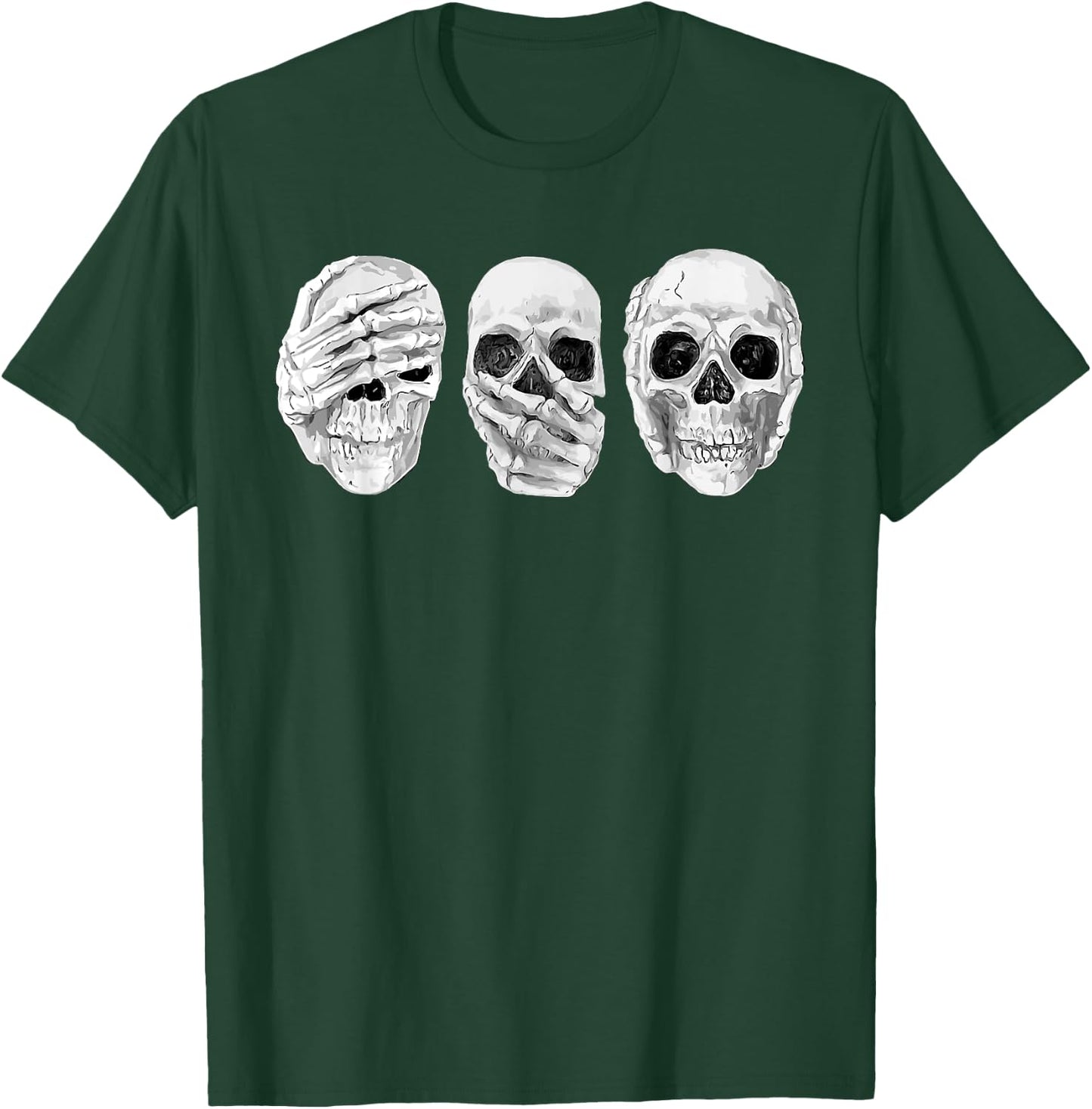 Hear See Speak No Evil Gothic Skulls T-Shirt - T-Shirt | Forest