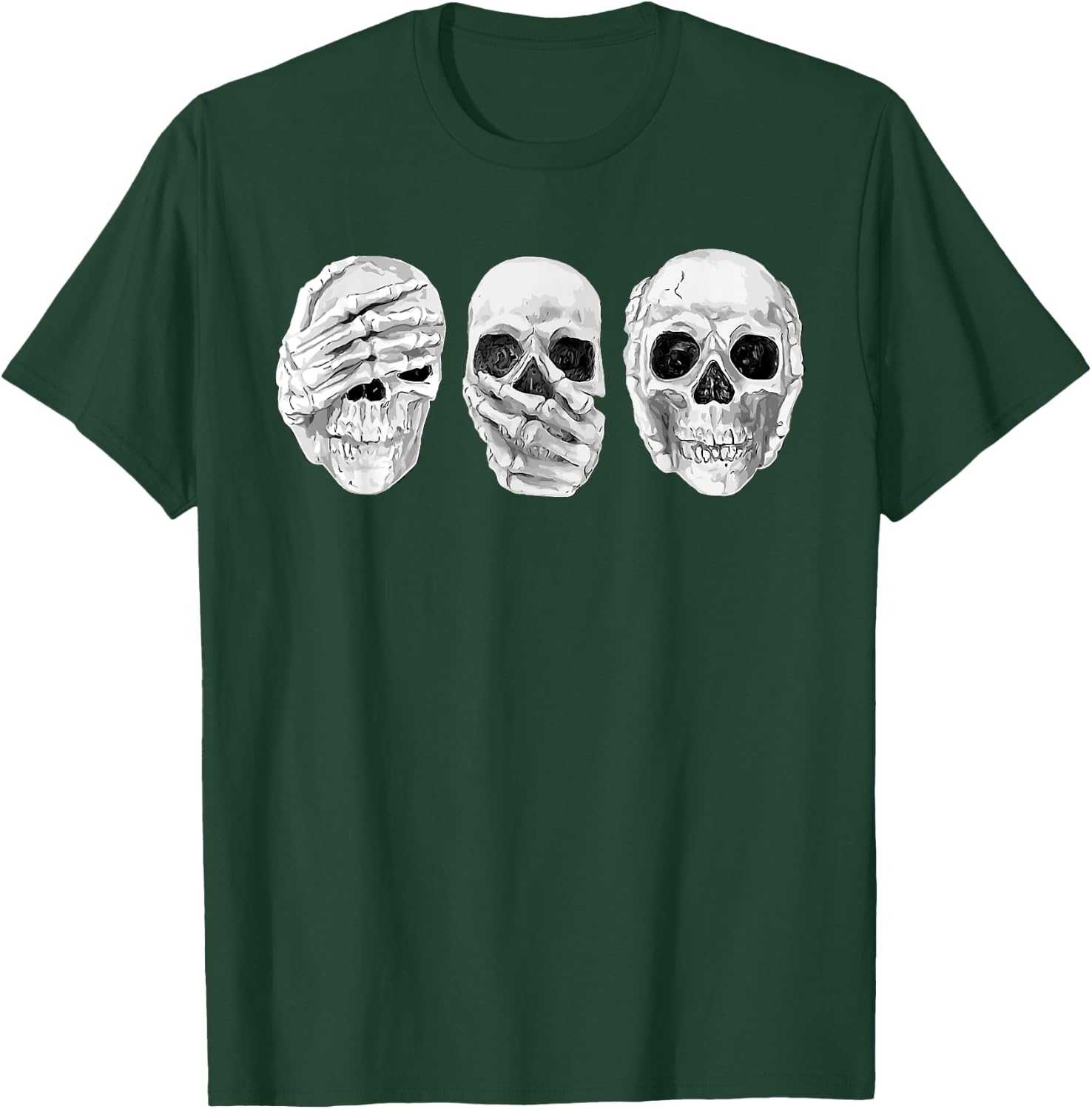 Hear See Speak No Evil Gothic Skulls T-Shirt - T-Shirt | Forest