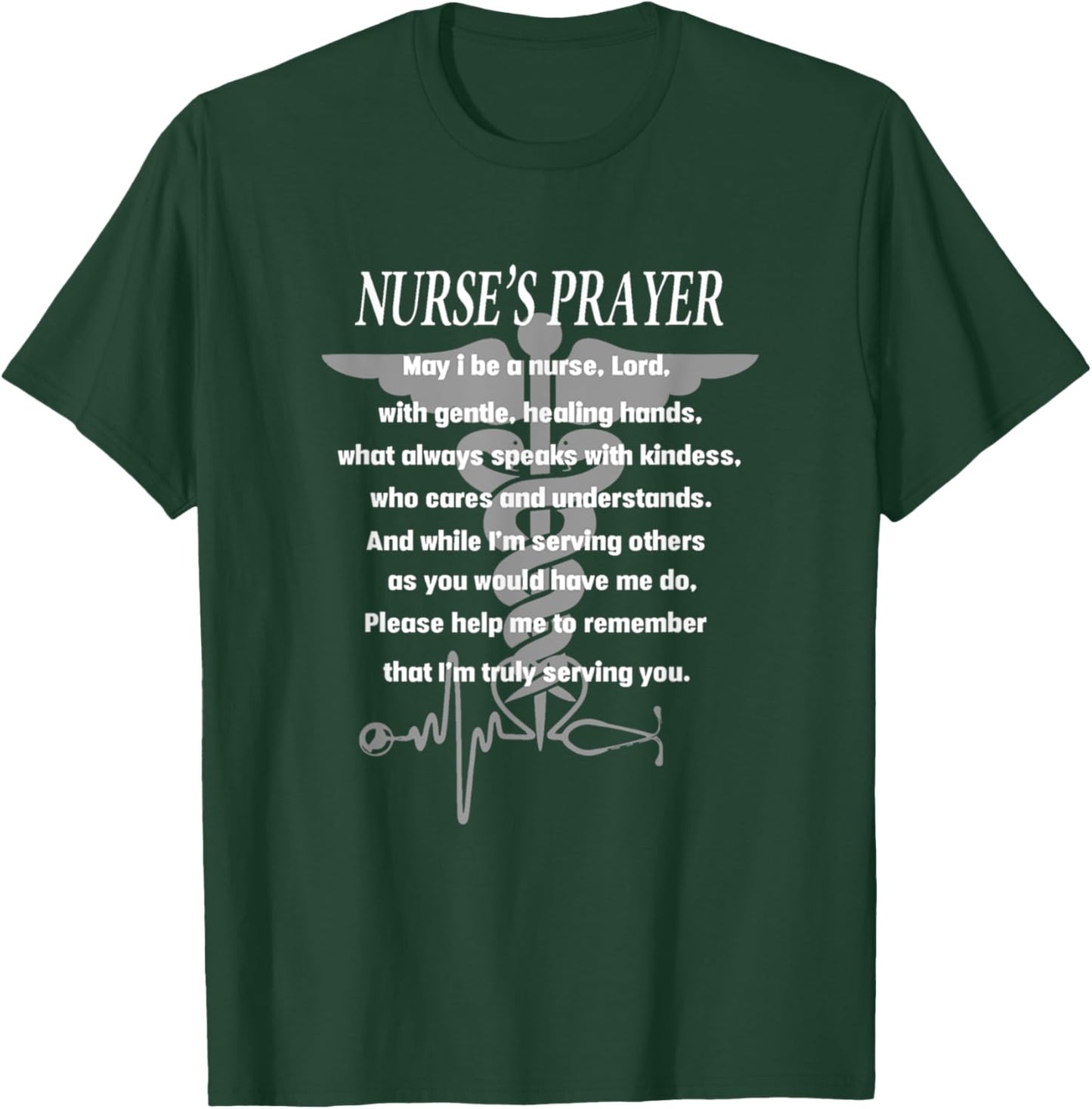 Best Nurse Christian Nurse - Adult, 3X-Large, Black, Short Sleeve, Regular Fit, Modern, U-Neck T-Shirt - T-Shirt | Forest