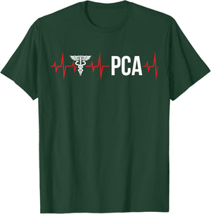 PCA Heartbeat Patient Care Assistant PCA Nurse T-Shirt - T-Shirt | Forest