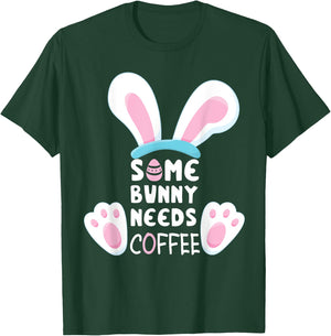 Easter Some Bunny Needs Coffee Easter Shirts 2024 T-Shirt - T-Shirt | Forest