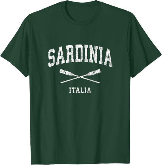 Sardinia Italy Vintage Nautical Paddles Sports Oars T-Shirt - T-Shirt | Forest