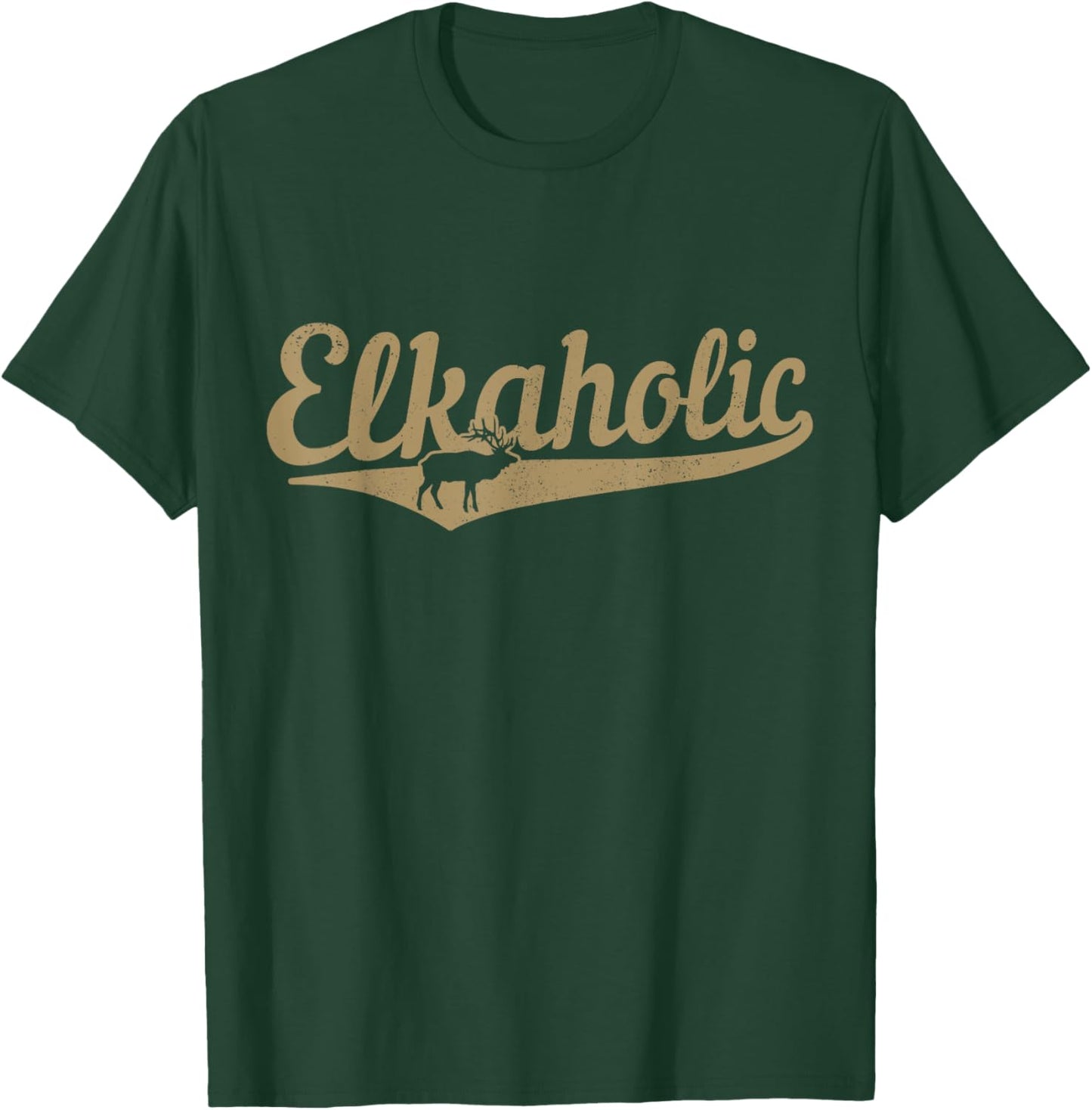 Elkaholic Elk Hunting Vintage Funny Moose Hunter T-Shirt - T-Shirt | Forest