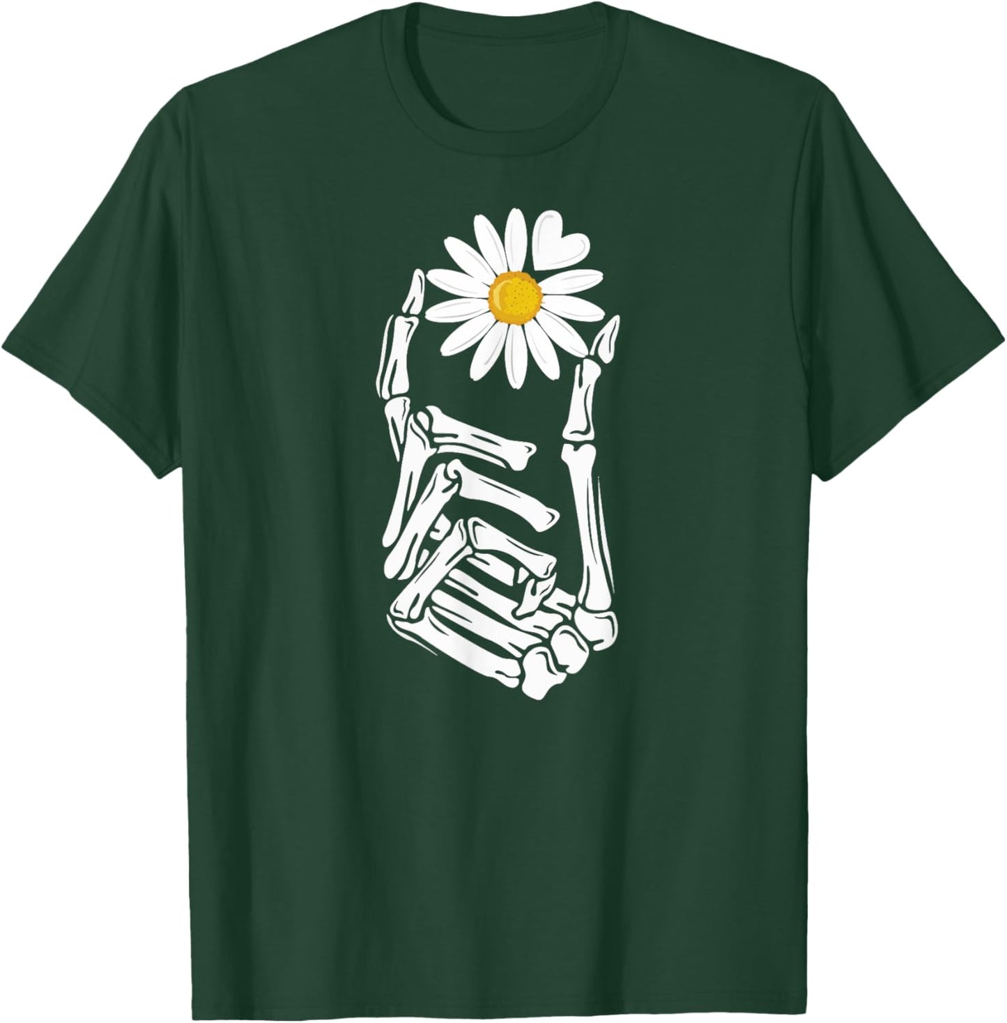 Radiology Skeleton Hand Xray Heart Love Spring Daisy flower T-Shirt - T-Shirt | Forest