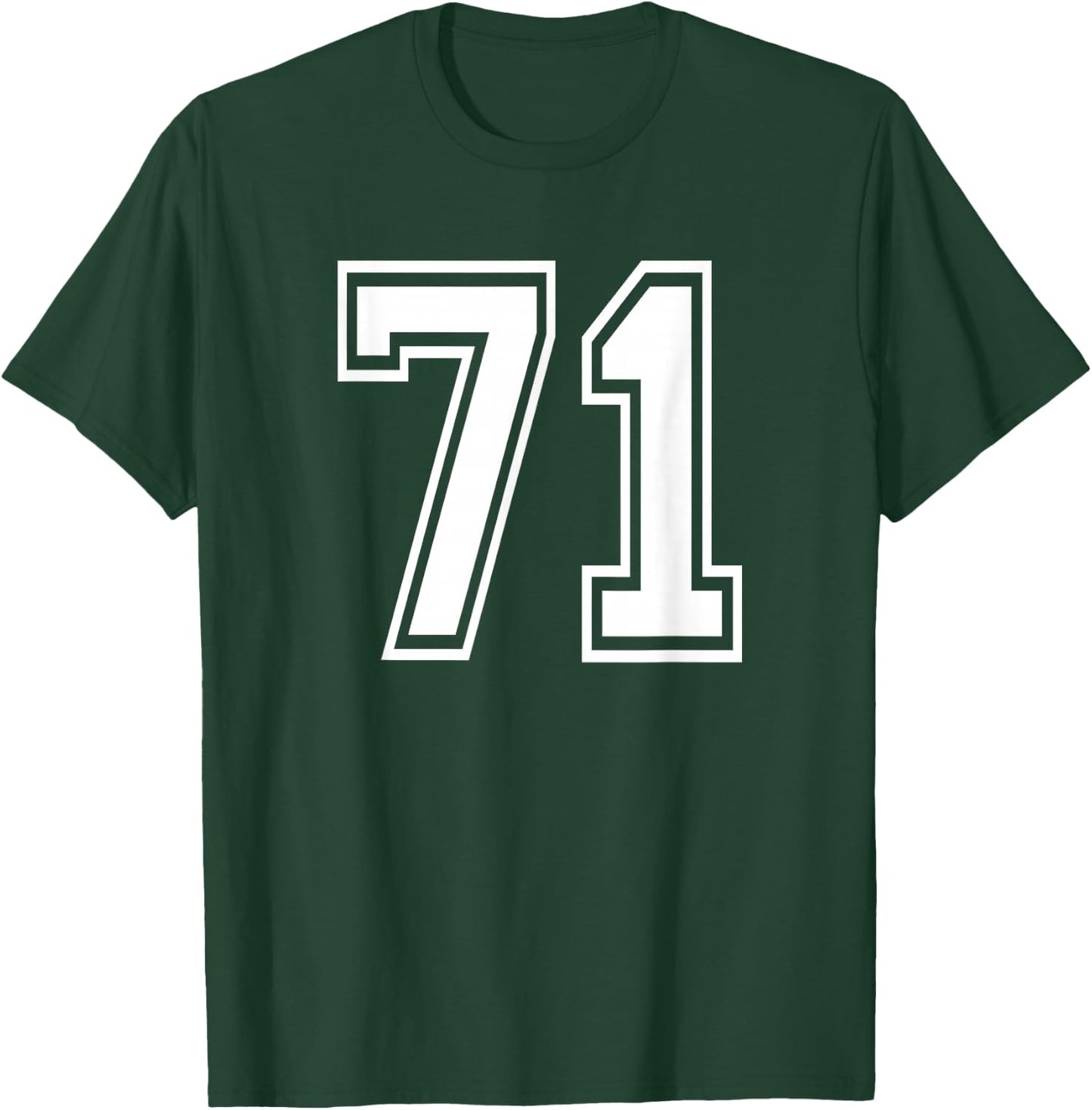Number 71 Birthday 71st Sports Player Team Numbered Jersey T-Shirt - T-Shirt | Forest