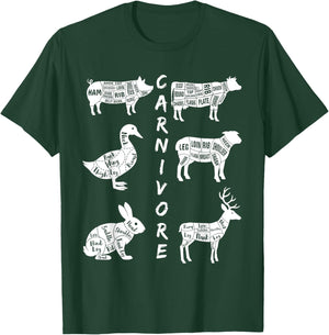 Carnivore - Cow Pig Duck Lamb Rabbit Deer T-Shirt - T-Shirt | Forest