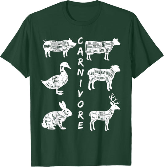 Carnivore - Cow Pig Duck Lamb Rabbit Deer T-Shirt - T-Shirt | Forest