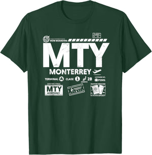 Vintage Monterrey MTY Airport Code Travel Day Retro Tag MX T-Shirt - T-Shirt | Forest