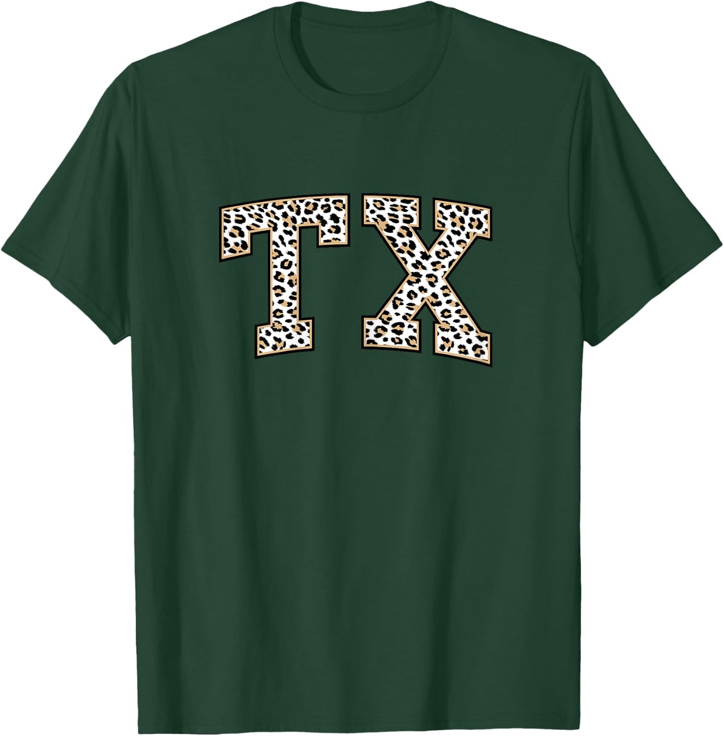 Texas | Stylish Leopard Print TX State T-Shirt - T-Shirt | Forest