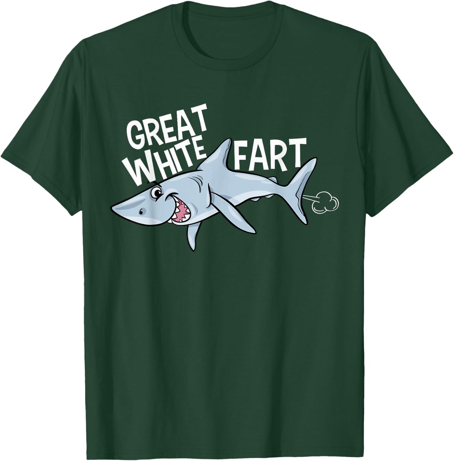 Great White Fart Grinning Shark - Funny Boys Farting T-Shirt - T-Shirt | Forest