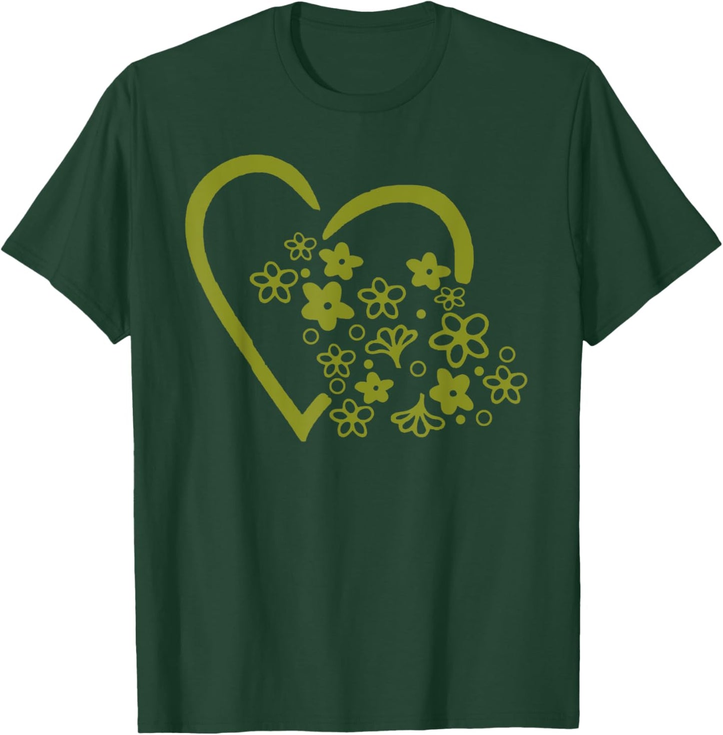 Daisy Spring Blossom Heart Vintage Pyrex (Green) T-Shirt - T-Shirt | Forest
