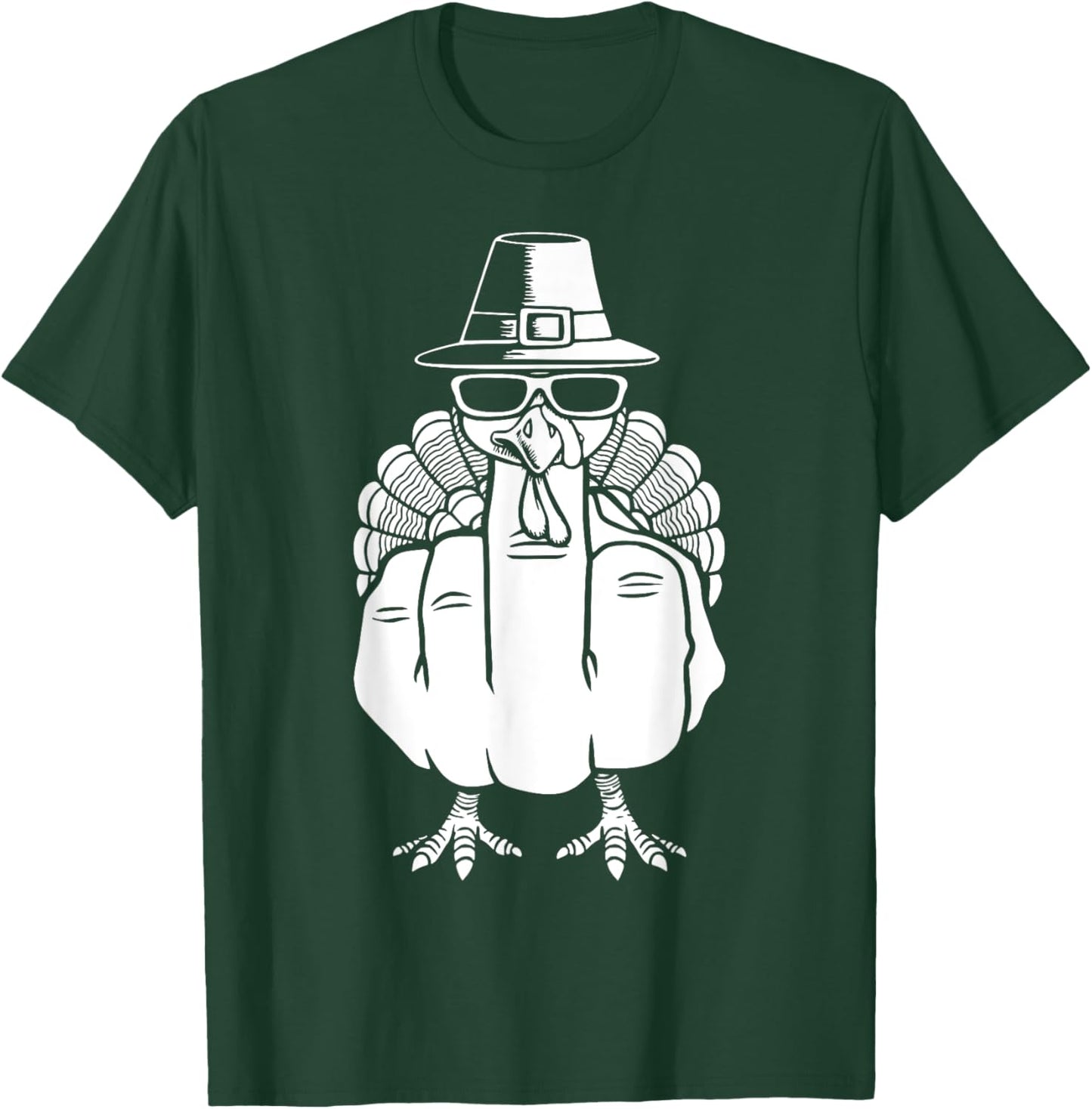 Turkey Middle Finger Adult Anti Social Thanksgiving Hand T-Shirt - T-Shirt | Forest
