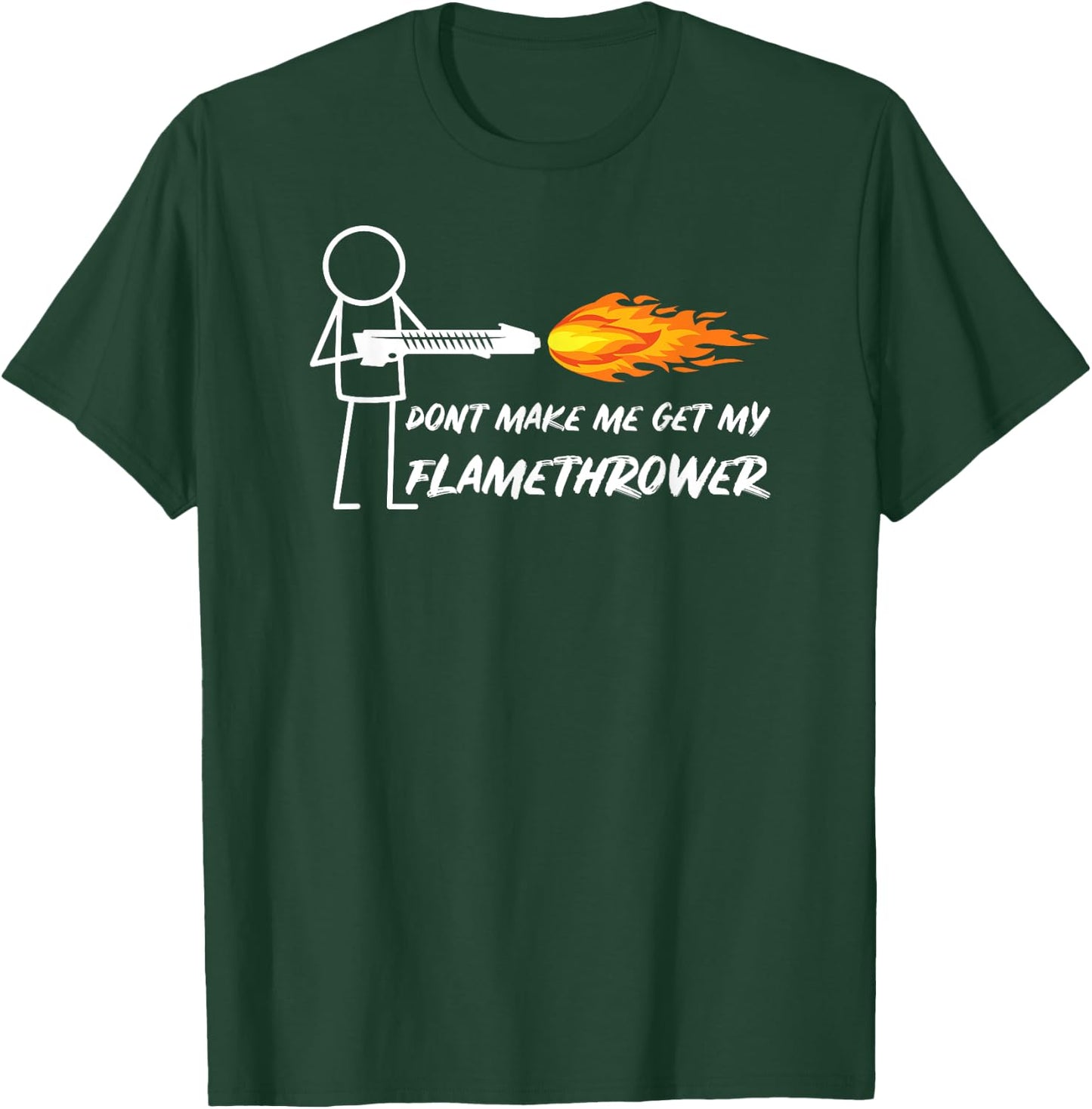 Flamethrower Prop Stick Man Figure Flame Thrower Men Boys T-Shirt - T-Shirt | Forest