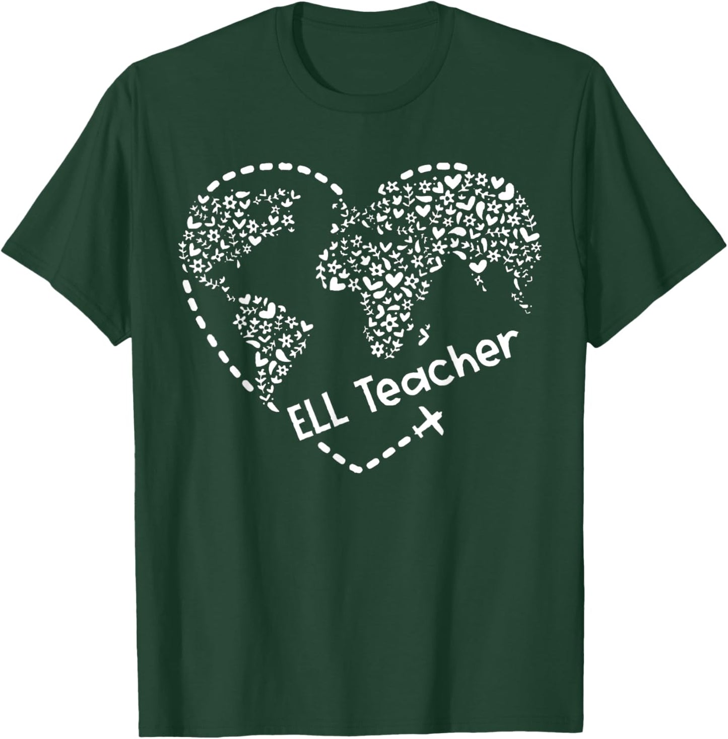 Ell Cute Heart Shape English Language Teacher Students T-Shirt - T-Shirt | Forest