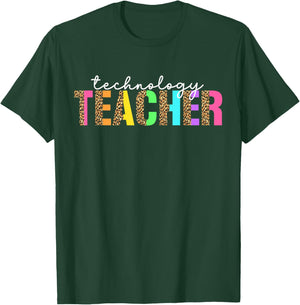 Computer Technology Teacher Leopard Tech Teacher T-Shirt - T-Shirt | Forest
