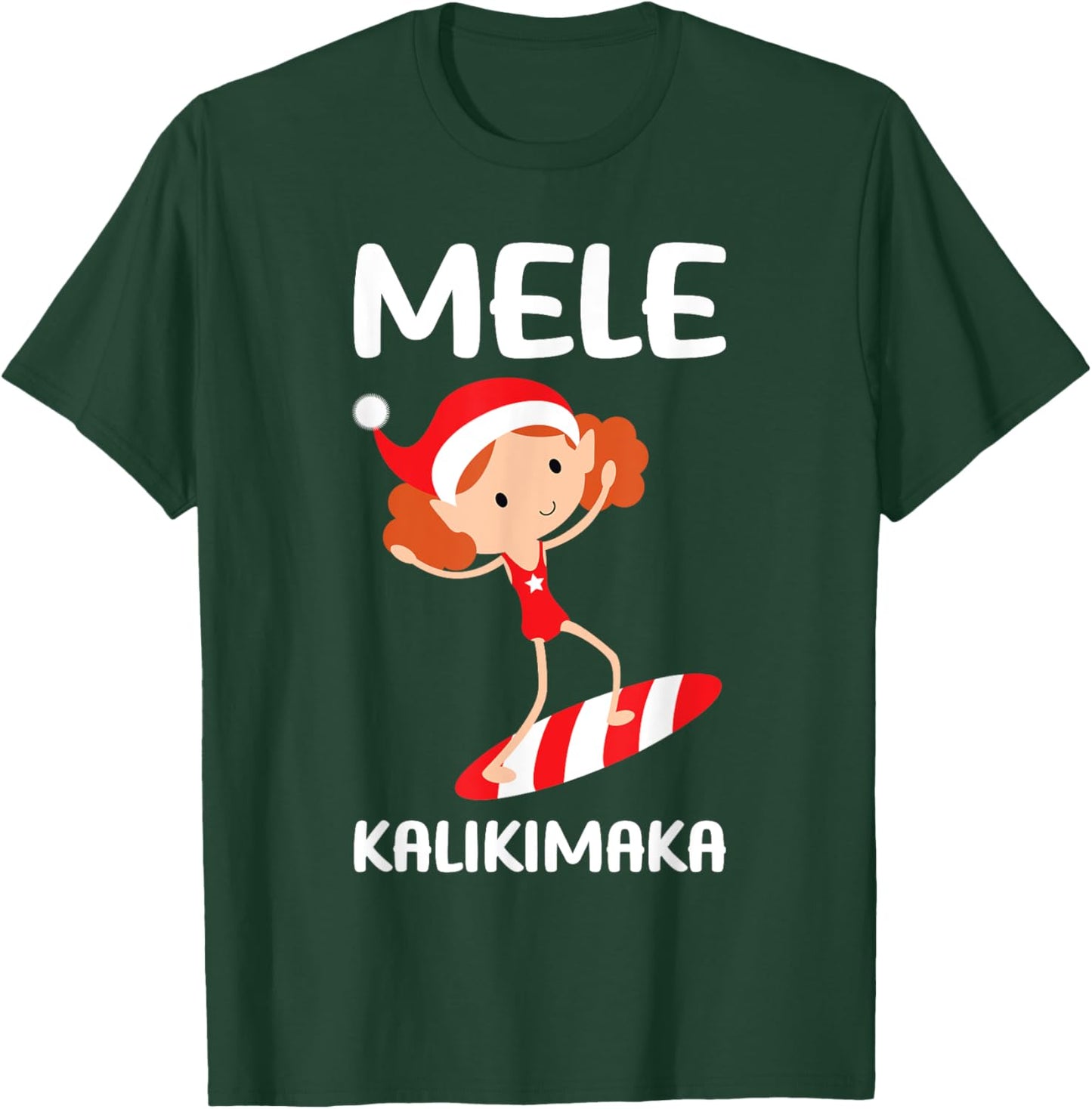 Mele Kalikimaka Hawaiian Christmas Surfing Kids Girls Hawaii T-Shirt - T-Shirt | Forest