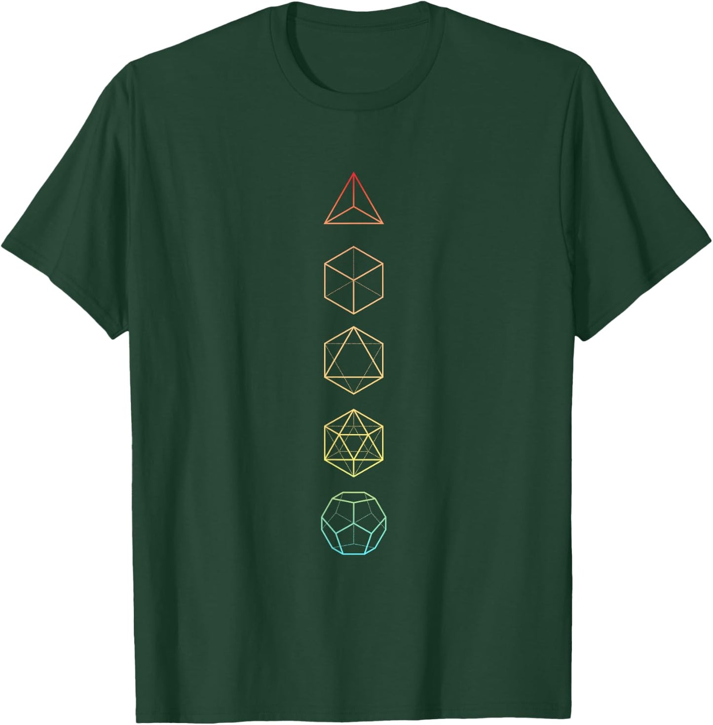 Rainbow Platonic Solids - Sacred Geometry T-Shirt - T-Shirt | Forest