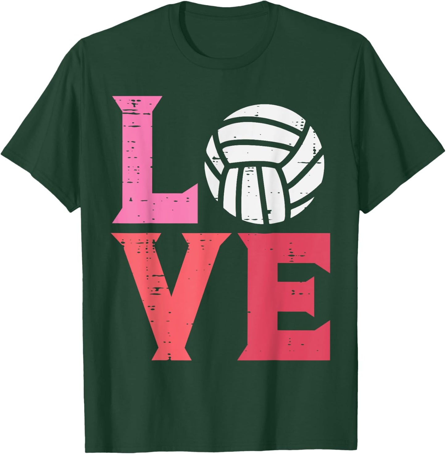 Pink Love Volleyball Cute Sports Coach Player Men Women Kids T-Shirt - T-Shirt | Forest