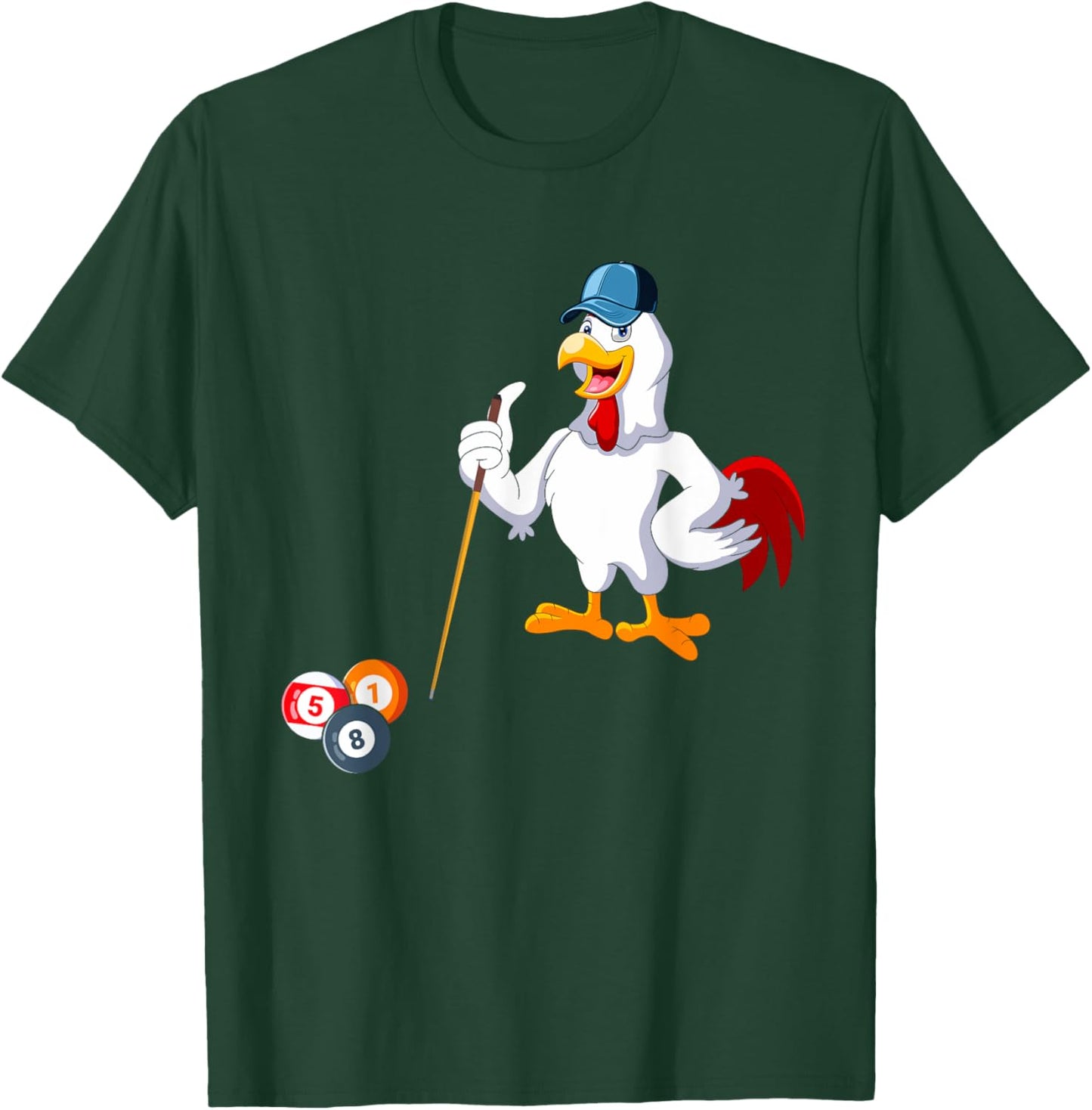Chicken Playing Billiards Costume Billiards Player Family T-Shirt - T-Shirt | Forest