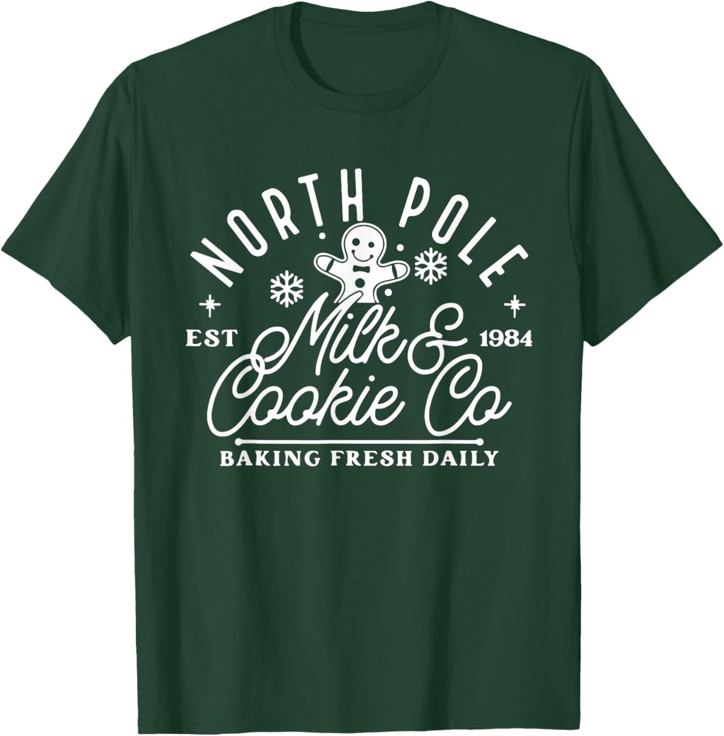 North Pole Milk And Cookie Co, Funny Baking Christmas Cake T-Shirt - T-Shirt | Forest
