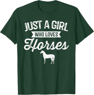 Just A Girl Who Loves Horses Horseback Riding Lover T-Shirt - T-Shirt | Forest
