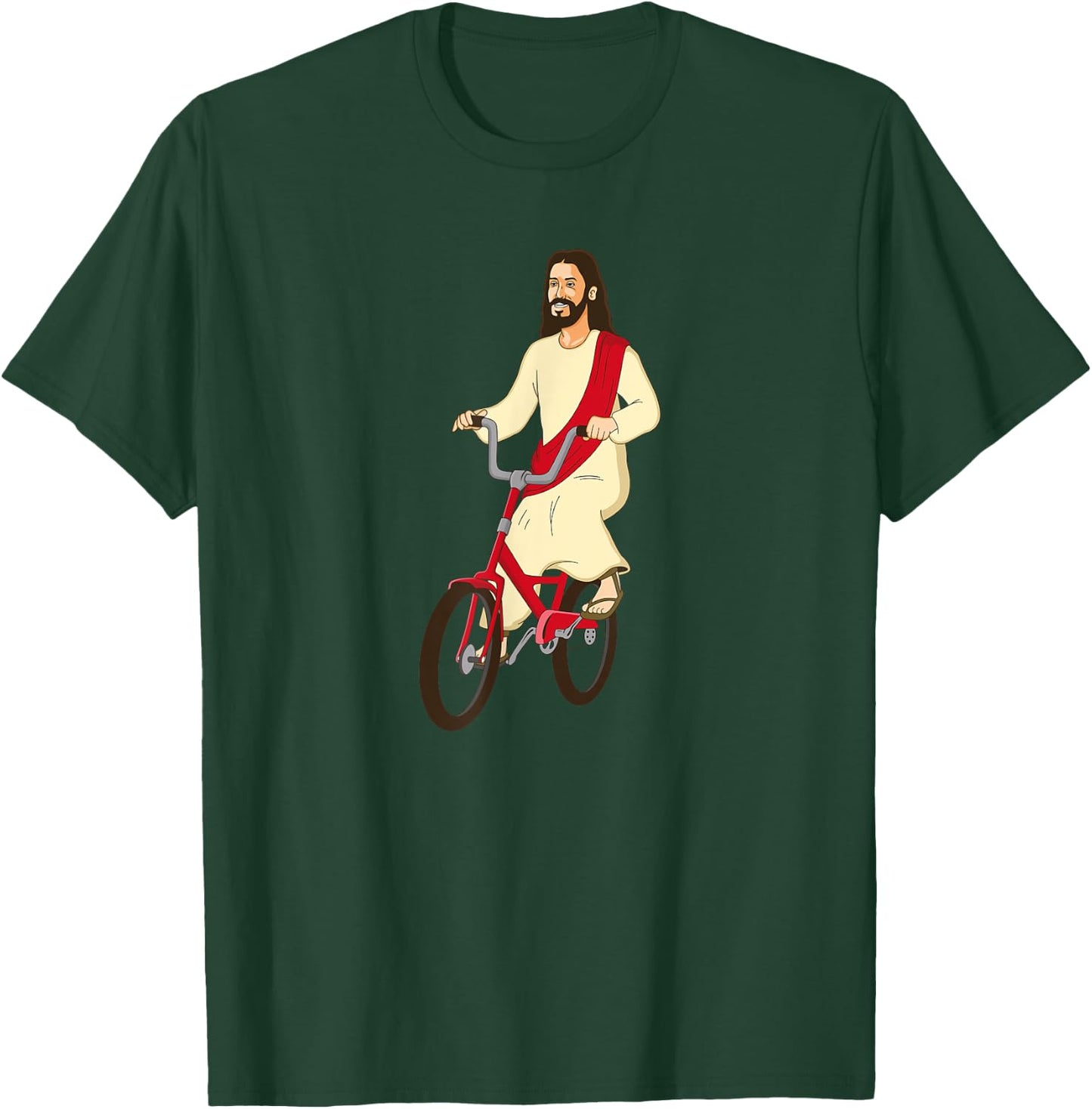 Fun Christ on a Bike Funny Lord God Jesus Church Cycle Gift T-Shirt - T-Shirt | Forest