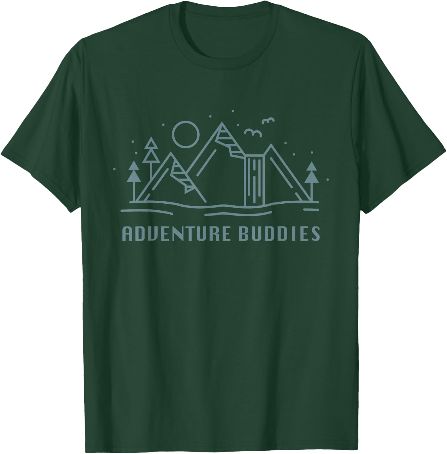 Adventure Buddies Minimalist Simple Traveling Cool Mountains T-Shirt - T-Shirt | Forest