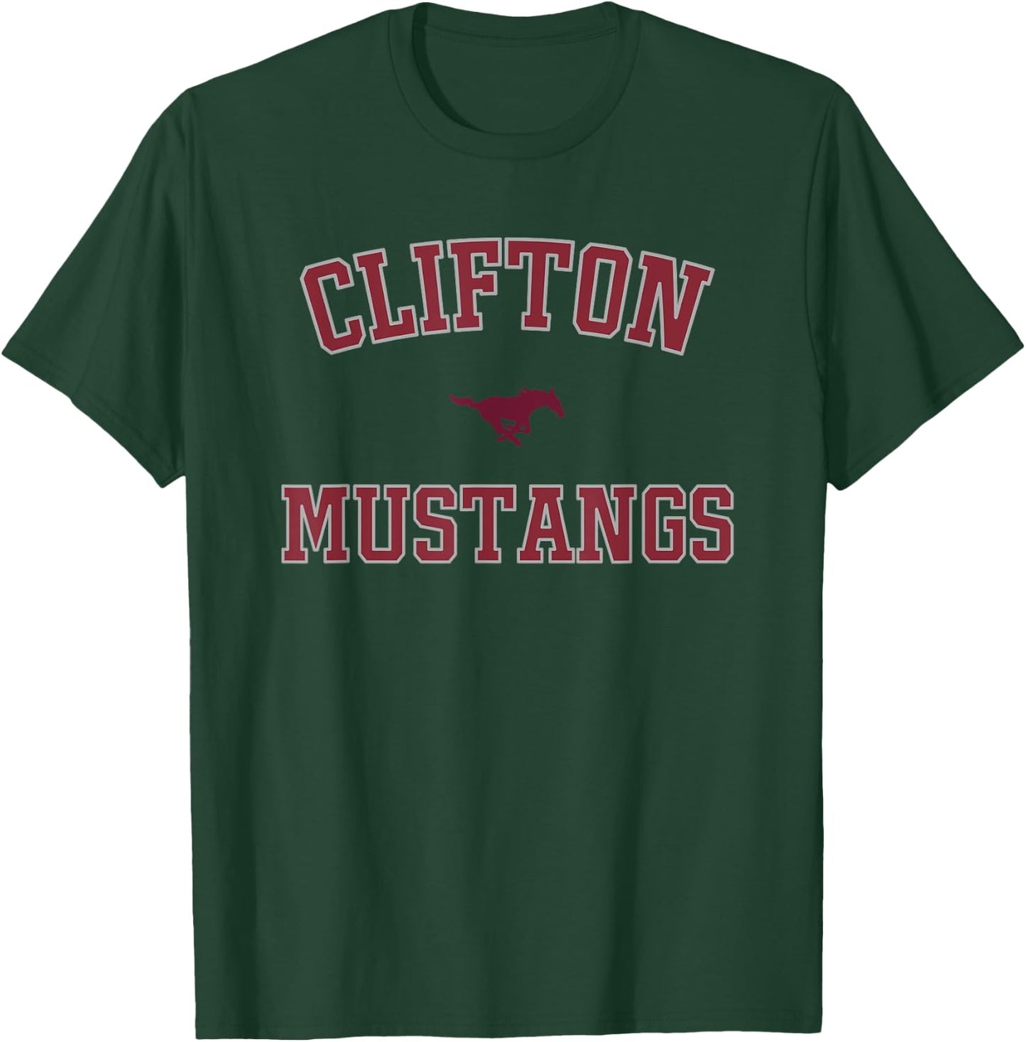 Clifton Mustangs Logo Varsity HS T-Shirt - T-Shirt | Forest