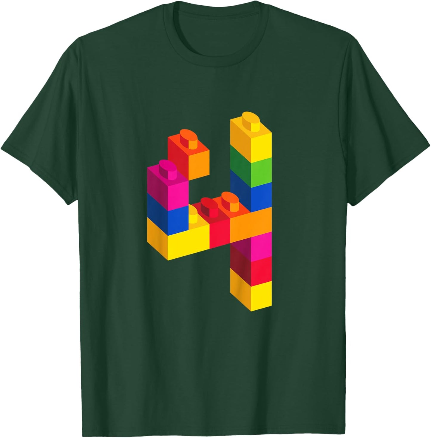 4 Year Old Building Blocks Birthday T Shirt Bricks 4th Gift T-Shirt - T-Shirt | Forest