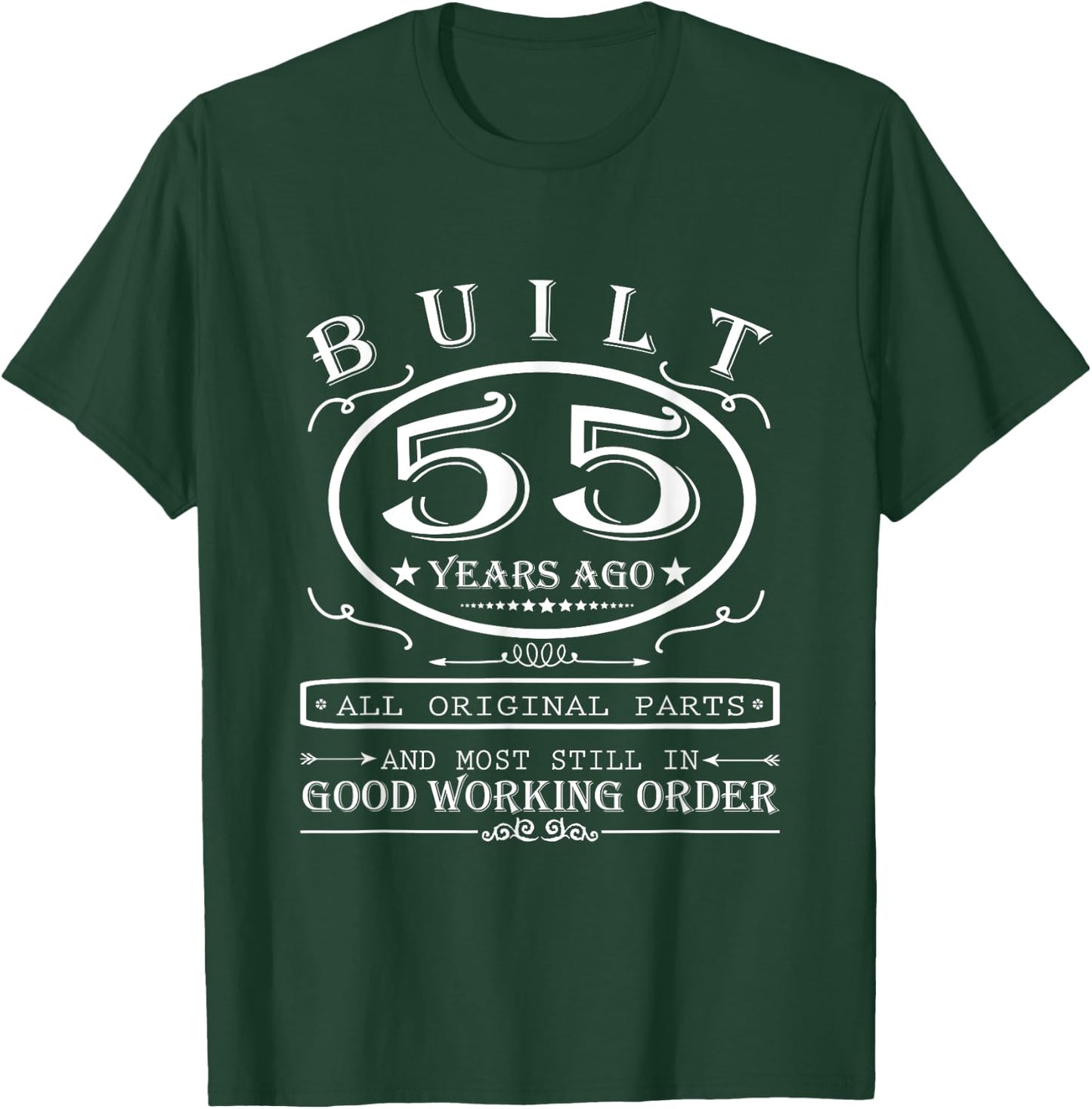 55th Birthday Graphic Built 55 Years Ago Original Parts T-Shirt - T-Shirt | Forest