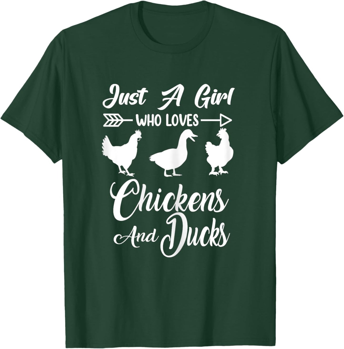 Just A Girl Who Loves Chicken and Ducks For Lover Farmer T-Shirt - T-Shirt | Forest