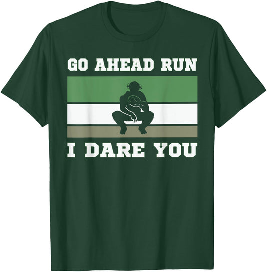 Go Ahead Run I Dare You Baseball Catcher Youth Quote Vintage T-Shirt - T-Shirt | Forest
