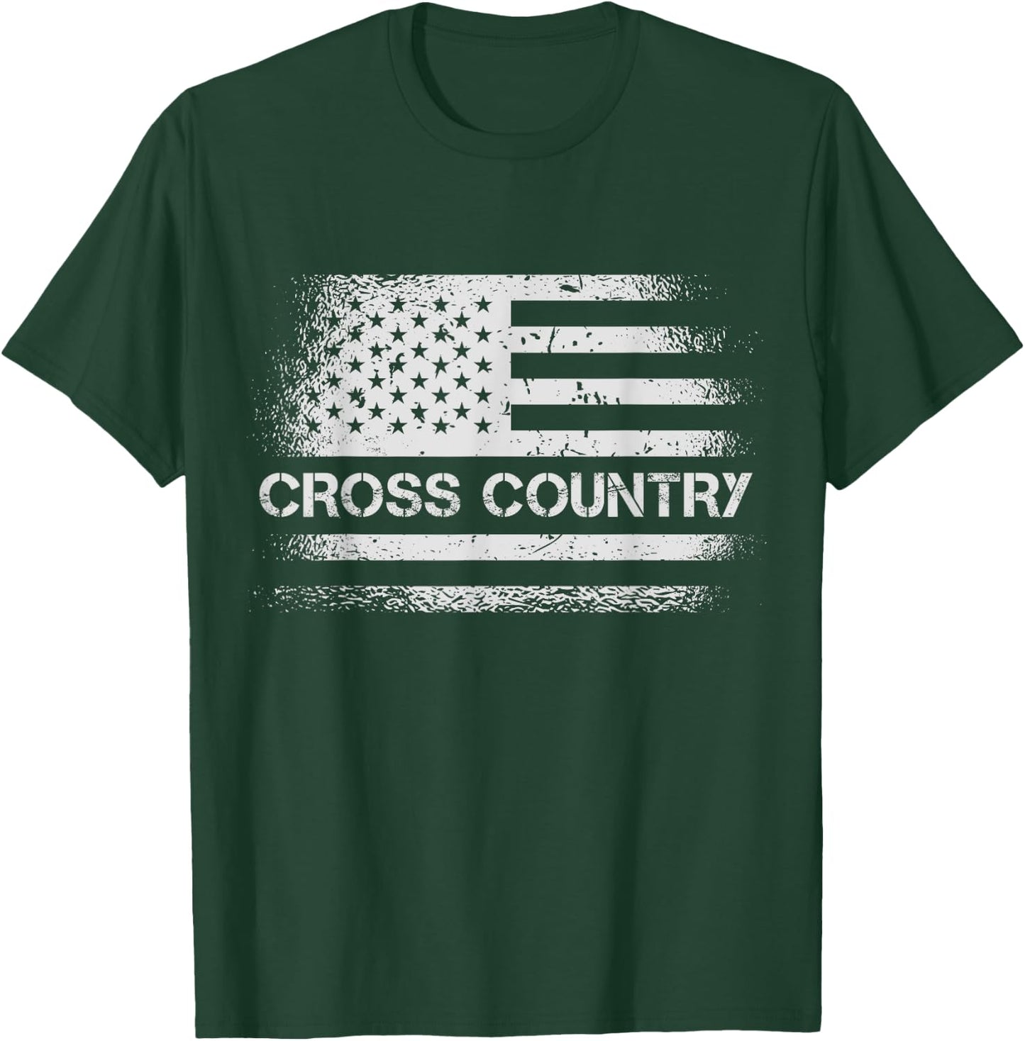 USA Flag Cross Country - American US Cross Country Running Women Girls Kids Men T-Shirt - T-Shirt | Forest