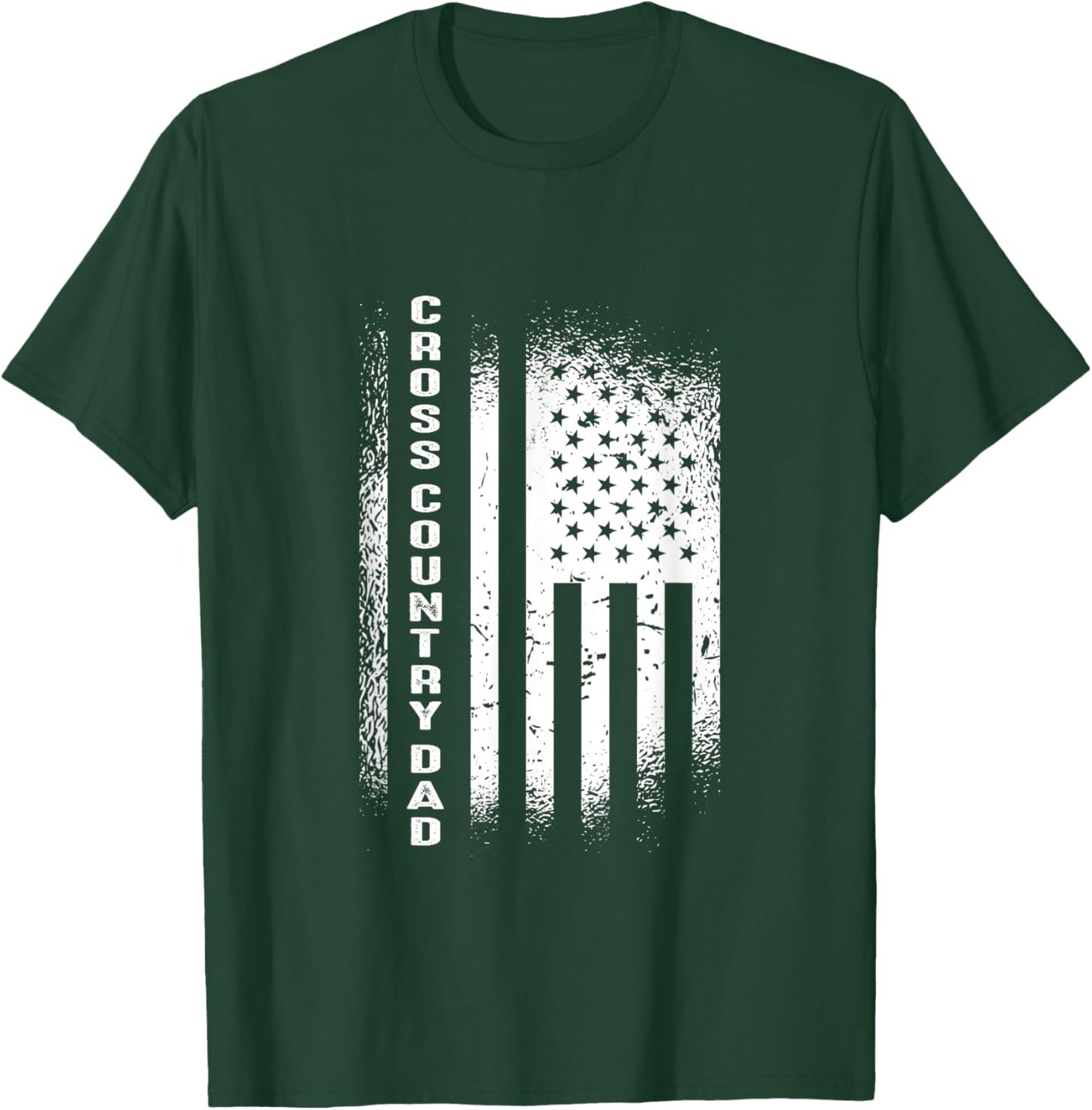Cross Country Dad Running Vintage American Flag XC Runner T-Shirt - T-Shirt | Forest