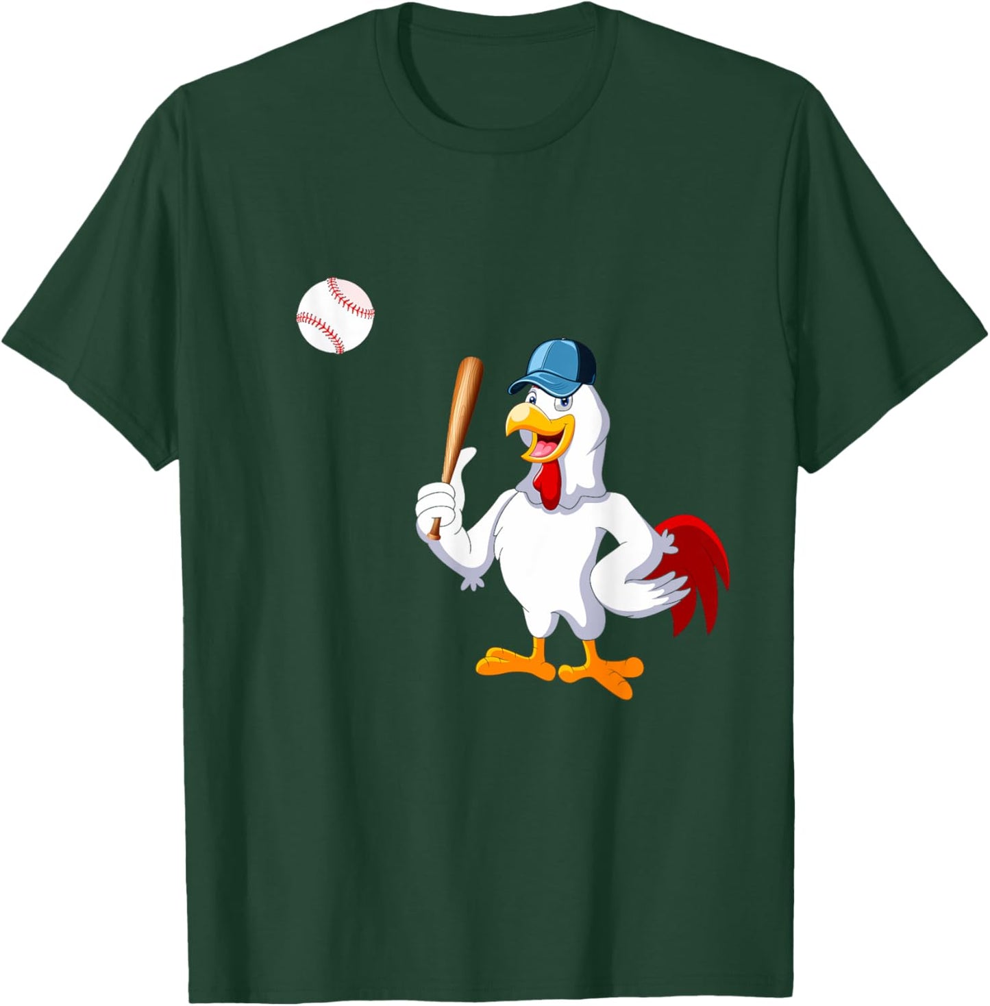 Chicken Playing Baseball Costume Baseball Player Family Kids T-Shirt - T-Shirt | Forest
