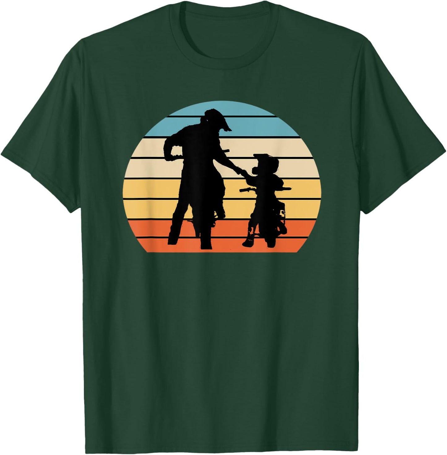 Father and Son Braaap Motocross Off-Roading Retro Sunset T-Shirt - T-Shirt | Forest