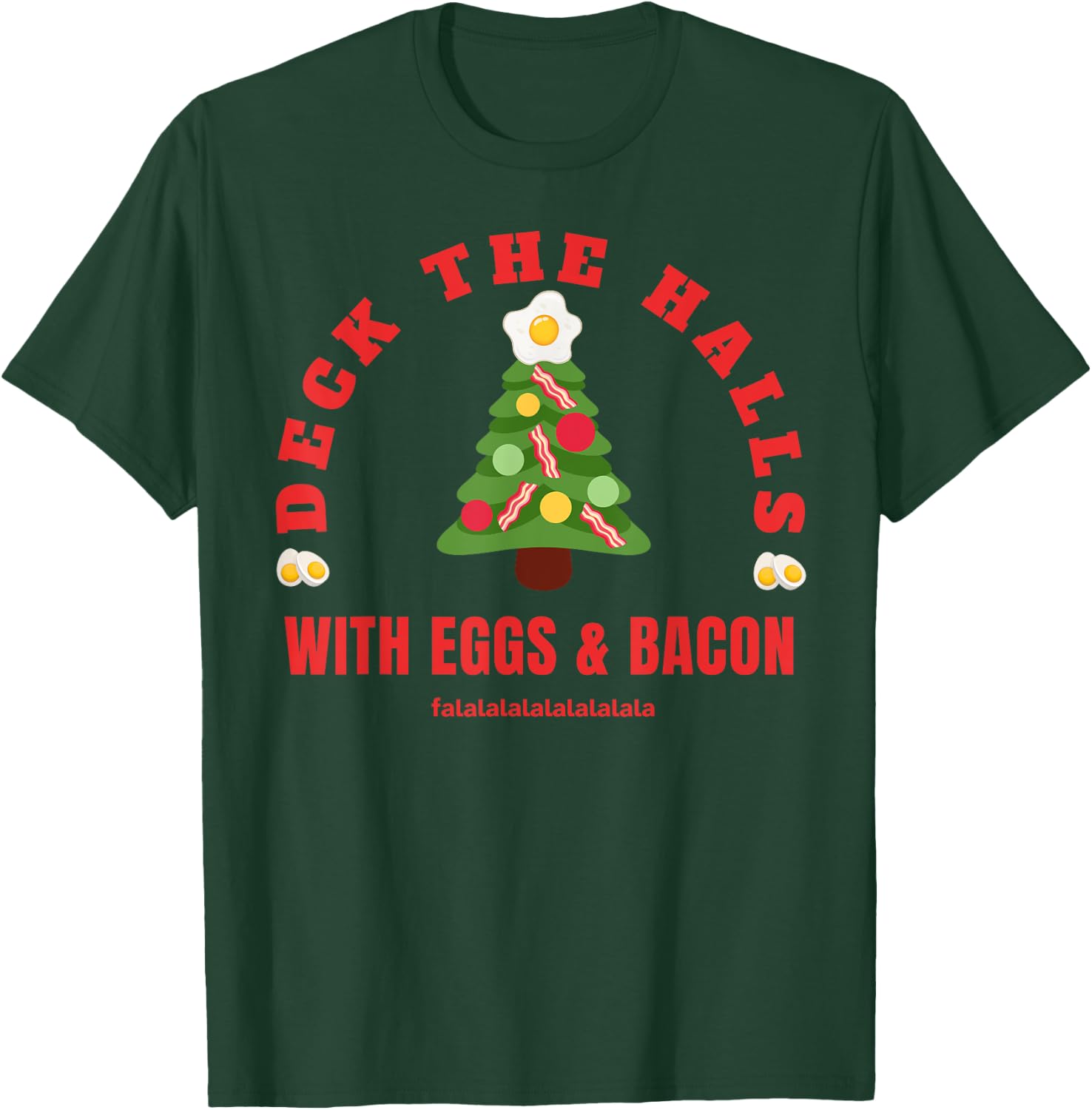 GoodVibesMarketPlace Keto Carnivore Christmas - Black, X-Small, -Adults, Short Sleeve, , Holiday Bacon and Eggs Pattern for Meat Lovers, Carnivore Diet Enthusiasts T-Shirt - T-Shirt | Forest