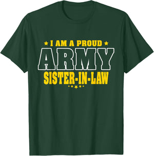 Proud Army Sister-In-Law Patriotic Pride Military Family T-Shirt - T-Shirt | Forest