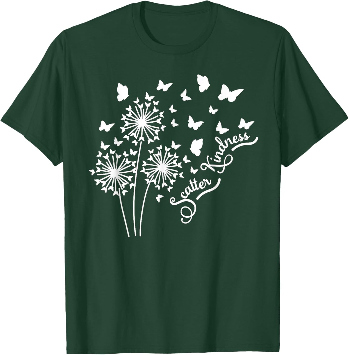 Botanical Scatter Kindness Windflower Butterfly Dandelion T-Shirt - T-Shirt | Forest