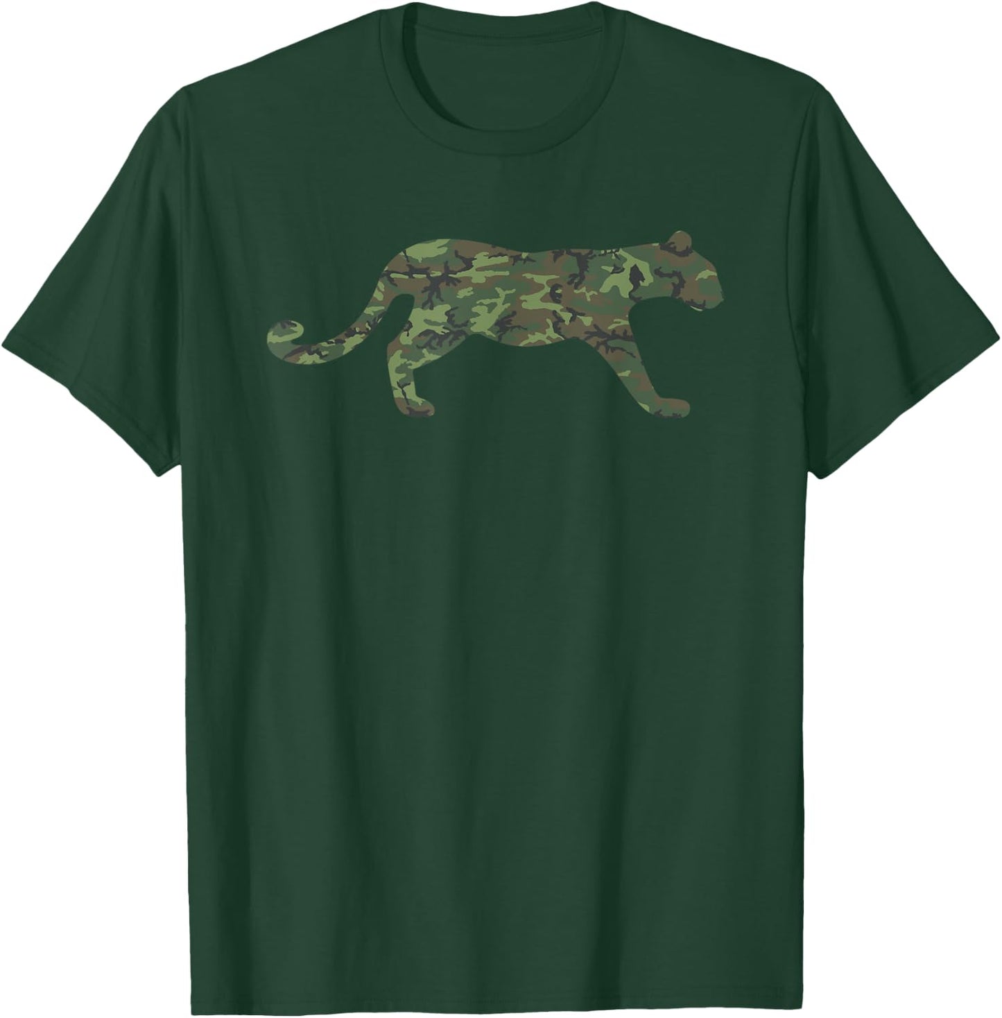 Military Cougar Camo Print US Puma Animal Veteran Men Gift T-Shirt - T-Shirt | Forest