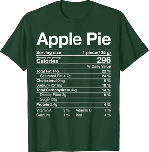 Apple Pie Nutrition Facts Label Costume Thanksgiving Gifts T-Shirt - T-Shirt | Forest