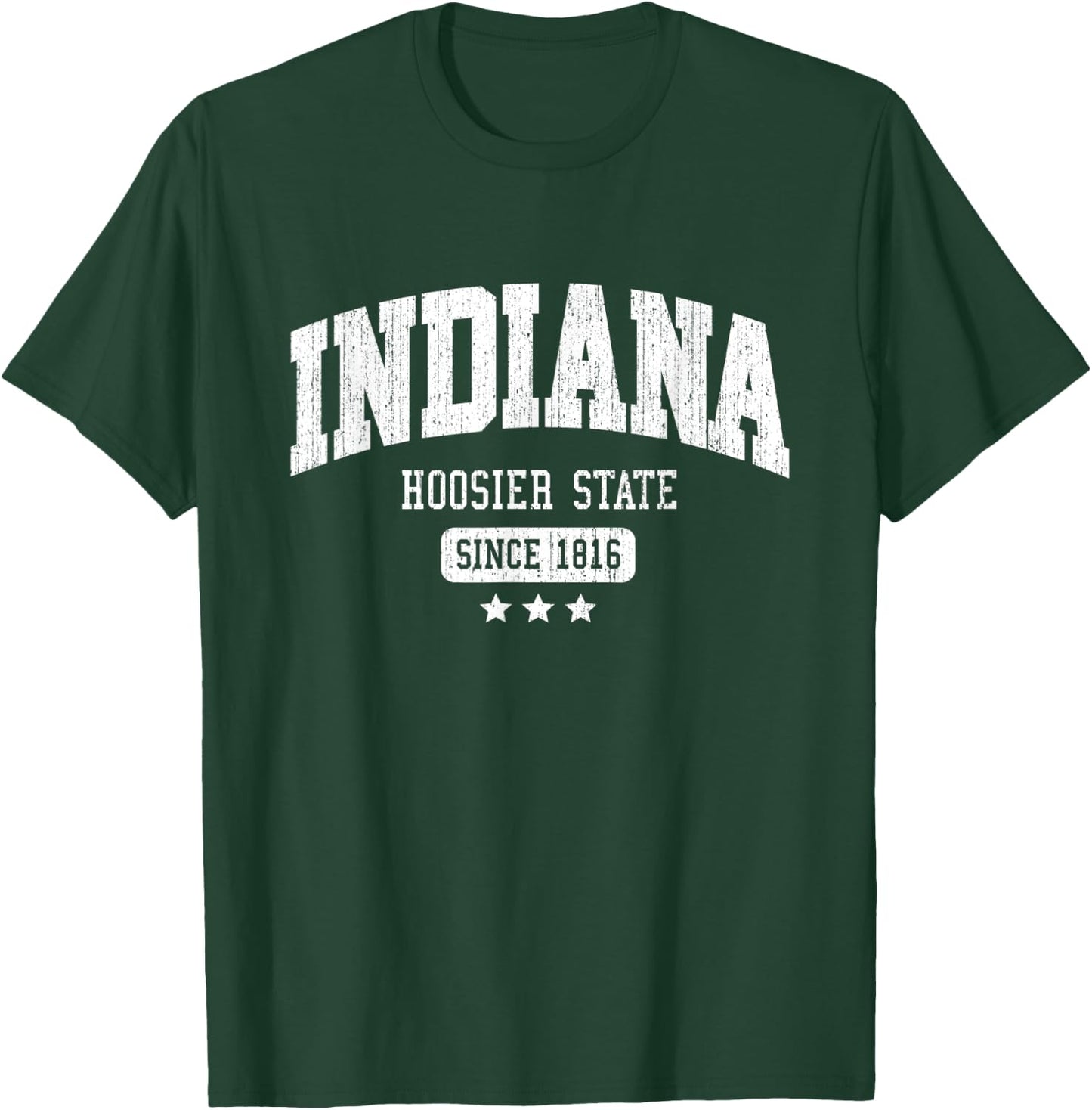 Vintage Indiana Hoosier State Athletic White Rough Text T-Shirt - T-Shirt | Forest